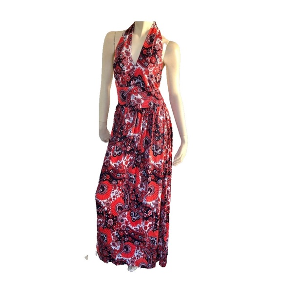 1960s Sundress, Halter Maxi Dress, Woodstock 1969, Flower Child Dress - Picture 1 of 10